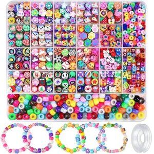 Polymer Clay Beads Kit 1200pcs DIY Bracelet Making Kit Jewelry Crafts Gifts Kids